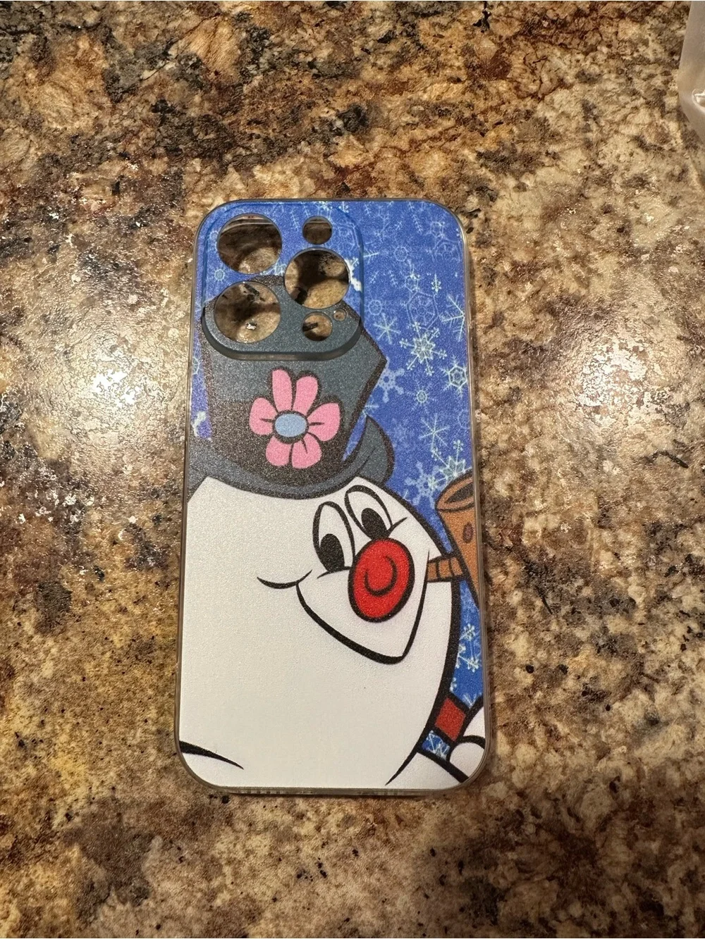 Frosty the Snowman Graphic Phone Case -      I Phone 14 Pro , Blue Winter Design